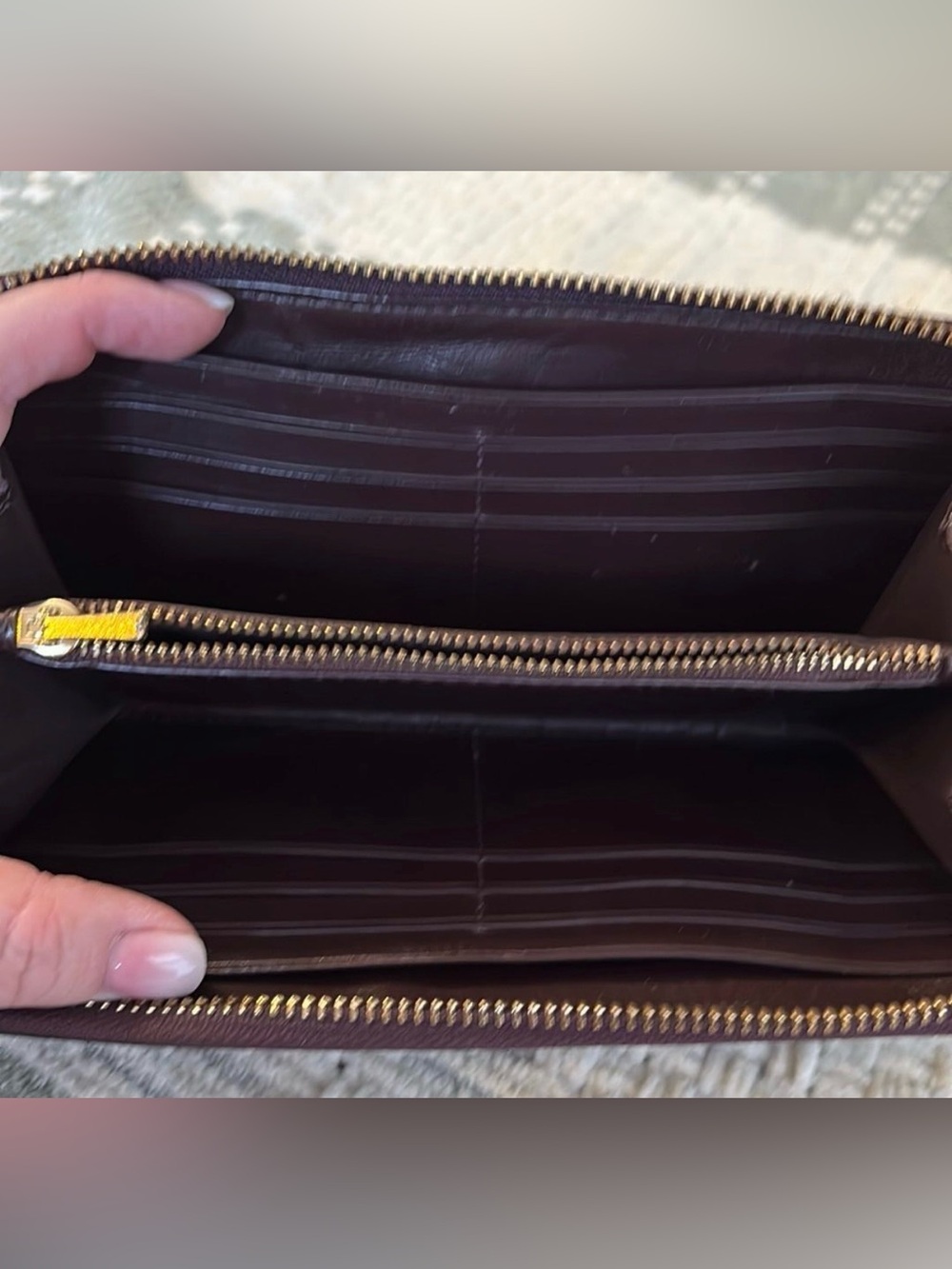 Coach Croc-Embossed Zip Wallet in Dark Brown with Gold Hardware - Picture 4 of 5